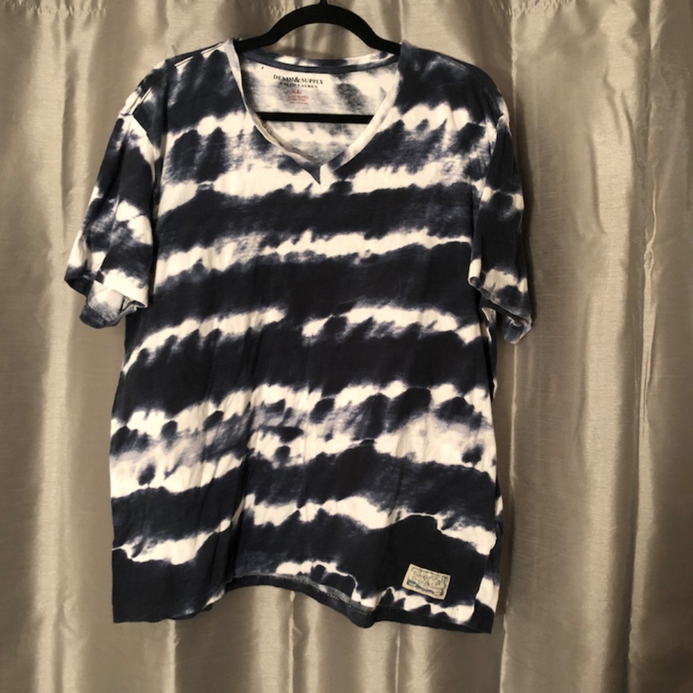 Denim & Supply Ralph Lauren Tie Die V-Neck Tee, XL